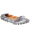 Tod's Woman Ballet Flats Silver Size 8 Leather In Multi