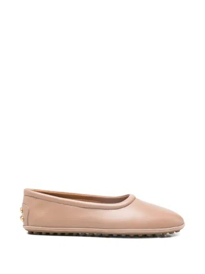 Tod's Tods Gomma Leather Ballet Flats In Brown