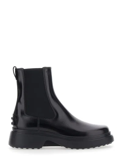 Tod's Leather Blend Chelsea Ankle Boot In Black