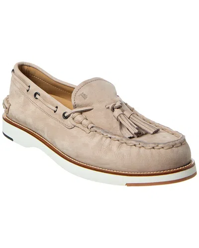 Tod's Leather Boat Shoe In Gray