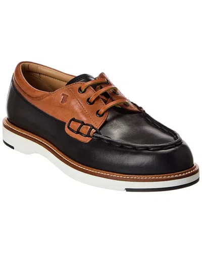 Tod's Leather Boat Shoe In Brown
