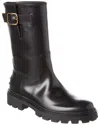 Tod's Women Leather Biker Boot In Black