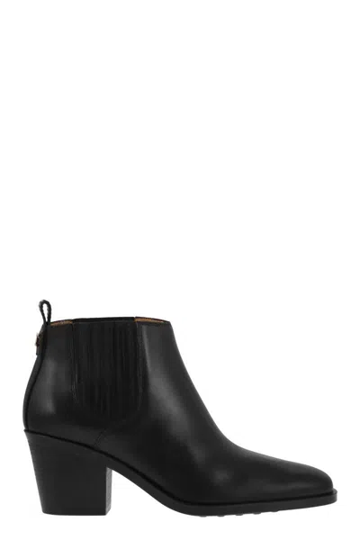 Tod's 65mm Leather Ankle Boots In Black