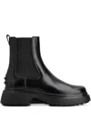 Tod's Chunky Sole Ankle Boots With Elastic Panels In Black