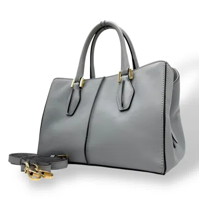 Pre-owned Tod's Leather Boston Bag Handbag Shoulder Bag () In Blue