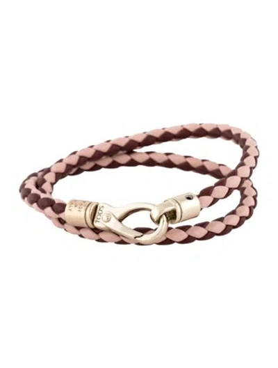 Pre-owned Tod's Leather Braided Double Wrap Bracelet In Multi
