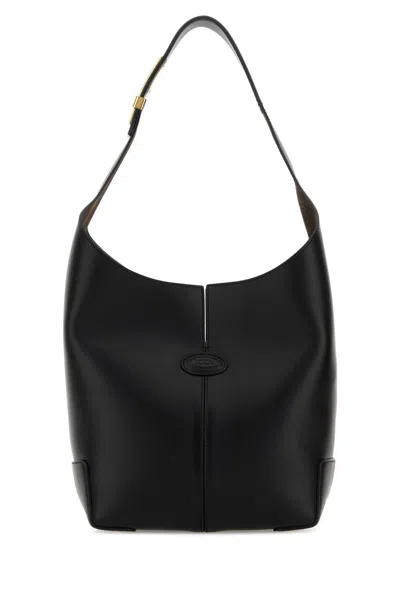 Tod's Tod`s  Leather Bucket Handbag With Suede Lining, 26 X 25 X 12 Cm In Black