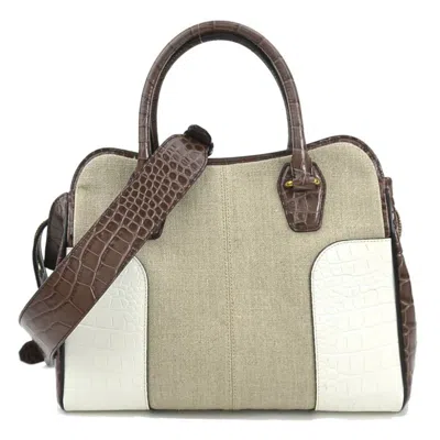 Pre-owned Tod's Leather Canvas Handbag Shoulder Bag () In Multi