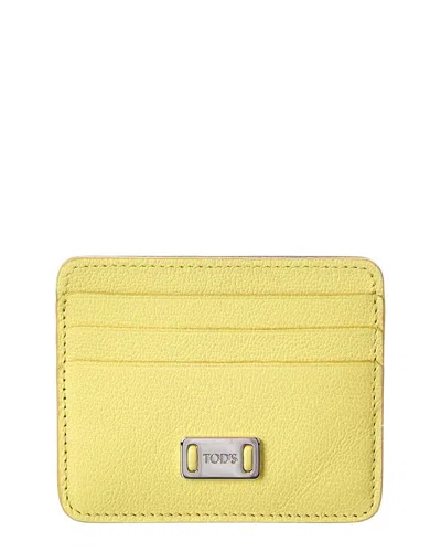 Tod's Leather Card Case In Yellow