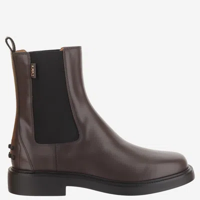 Tod's Leather Chelsea Ankle Boot In Brown