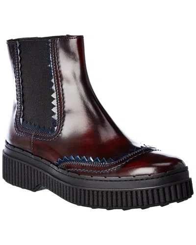 Tod's Leather Chelsea Boot In Red