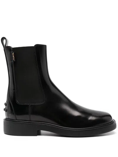 Tod's Glossed-leather Chelsea Boots In Black