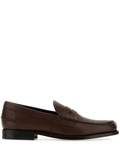 Tod's Leather Classic Loafer Shoes In Brown