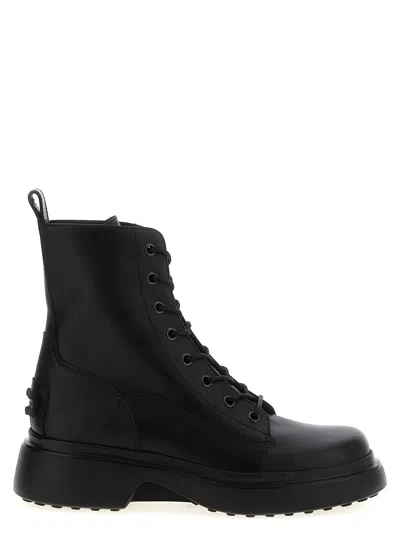 Tod's Leather Combat Boots In Black