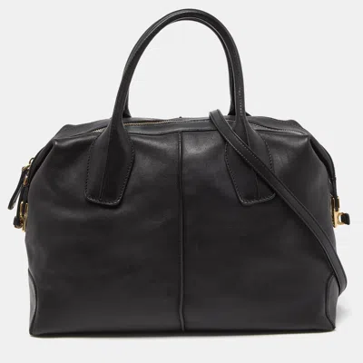 Tod's Leather D-styling Bauletto Medio Satchel In Black