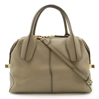 Tod's Leather D-styling Handbag 2way In Gray