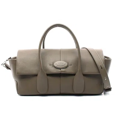 Tod's Leather Di Reverse Ew Handbag Khaki In Green