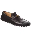Tod's Gold-tone Logo Engraved Loafers In Black