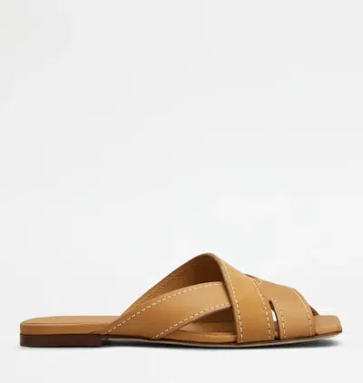 Tod's Women Brown Leather Sandals, 7.5/8.5 Luxury Sandals & Floaters For Women Darveys