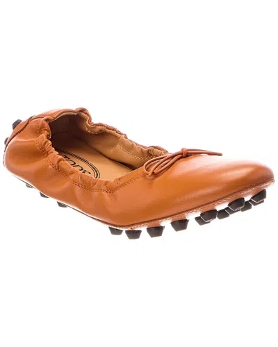 Tod's Logo Ballet Flat In Brown