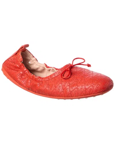 Tod's Leather Flat In Red