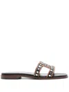 Tod's Chain Link Flat Leather Sandals