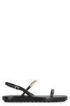 Tod's Flat Leather Sandals With Gold Metal Detail
