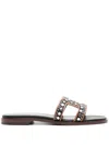 Tod's Leather Flat Sandals In Black