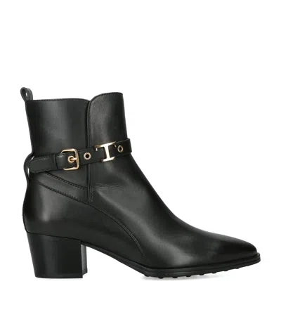 Tod's Leather Gomma Ankle Boots In Black
