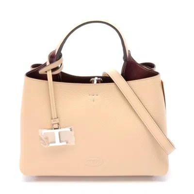 Tod's Leather Handbag Beige In Sand