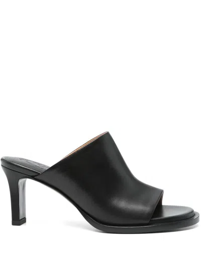 Tod's Leather Cuoio Heeled Mules 75 In Black