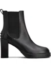 Tod's Leather Heeled Chelsea Ankle Boots Shoes In Black