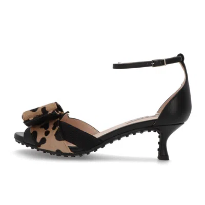 Tod's Leather Heeled Sandals In Black/brown