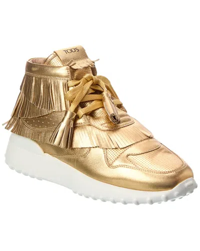 Tod's Leather High-top Sneaker In Gold