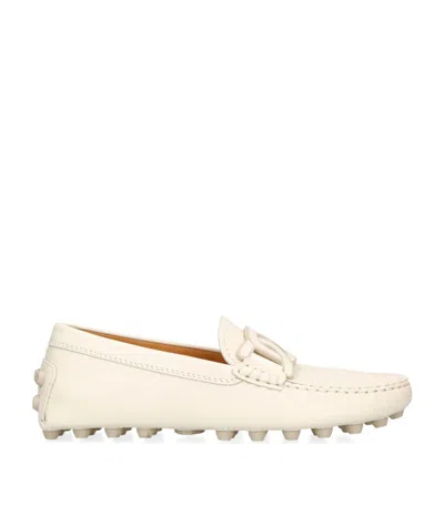 Tod's Leather Kate Gommino Bubble Loafers In White
