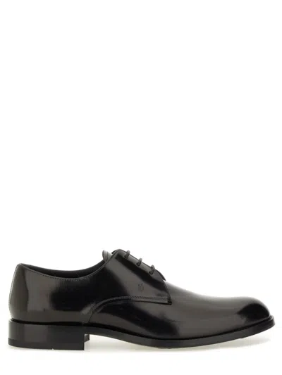 Tod's Leather Lace-up Derby Shoe In Black