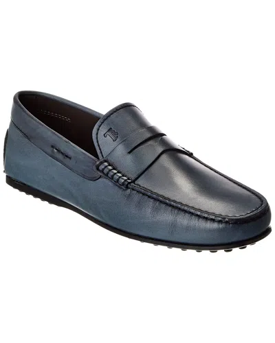 Tod's Leather Loafer In Blue