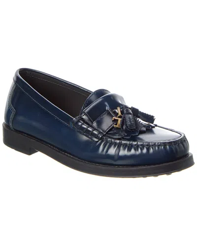 Tod's Leather Loafer In Blue
