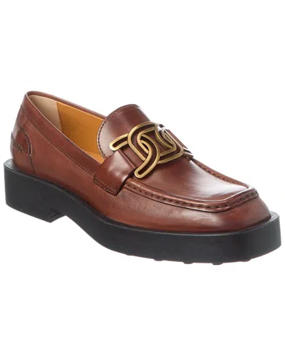 Tod's Leather Loafer In Brown