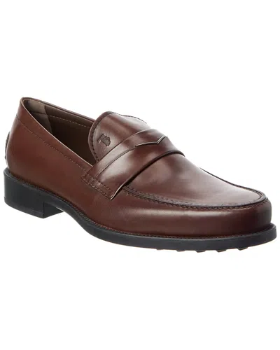 Tod's Leather Loafer In Brown