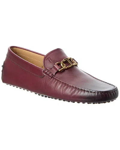 Tod's Leather Loafer In Burgundy