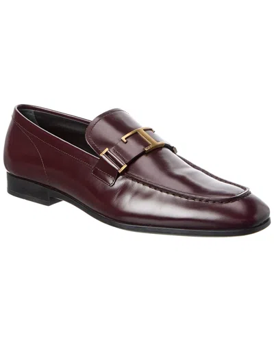 Tod's Leather Loafer In Burgundy