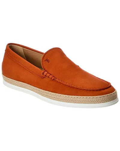Tod's Leather Loafer In Orange