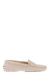 Tod's Almond Toe Suede Loafers In Pale Pink
