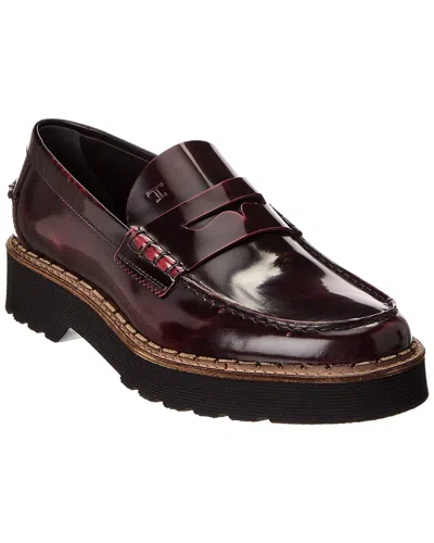 Tod's Leather Loafer In Red