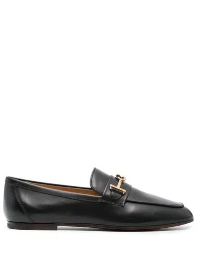 Tod's Leather Loafer Shoes In Black