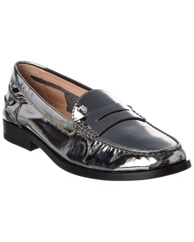 Tod's Mirrored Leather Loafer In Silver