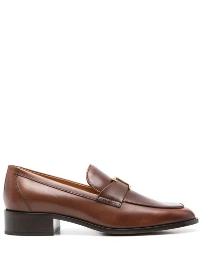 Tod's Leather Loafers In Brown