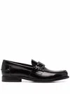 Tod's Polished Block Heel Loafers With Penny Slot In Black