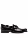 Tod's Polished Block Heel Loafers With Penny Slot In Black